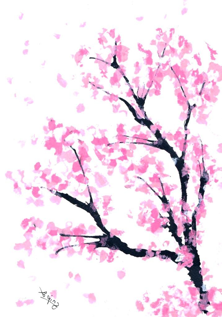 716x1024 Pictures Drawing Of A Cherry Blossom Tree, - Cherry Blossom Tree Sketch