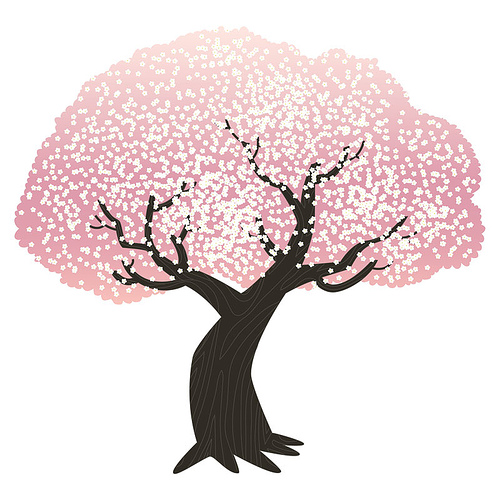 500x500 Cherry Blossom Tree Drawing Cherry Cherries - Cherry Blossom Tree Sketch