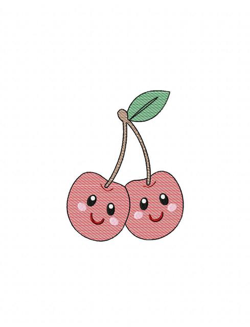 489x640 Cherries 104 With Face Sketch Embroidery Design - Cherry Sketch