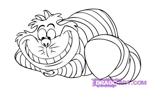 520x311 Drawn Cheshire Cat Easy - Cheshire Cat Sketch