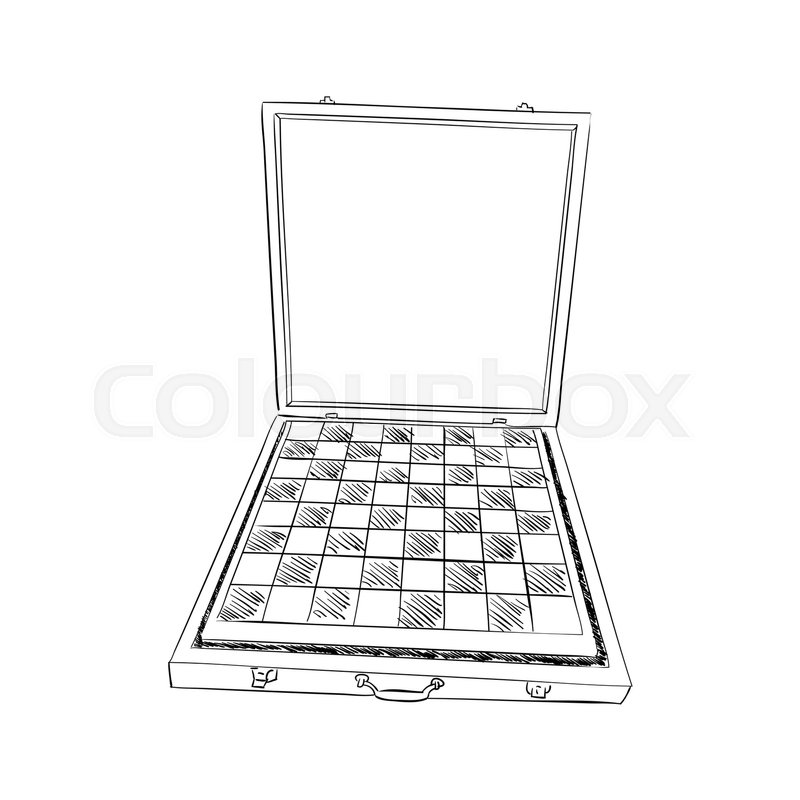 800x800 Vector Sketch Of Box With Chess Board. Hand Draw Illustration - Chess Board Sketch