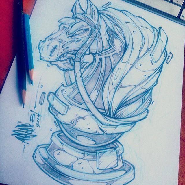 640x640 Absorb81 Sketchy Sketch Sketch! - Chess Knight Sketch