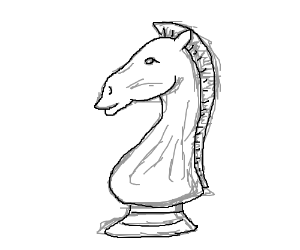 300x250 Pencil Sketch Of A Chess Knight. Drawing By Kristennn - Chess Knight Sketch