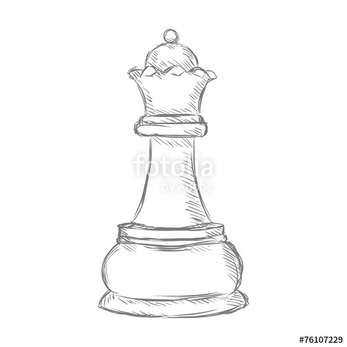 500x500 Vector Single Sketch Chess Figure - Chess Knight Sketch