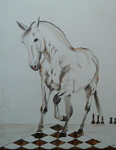 231x300 Chess Knight Horse Painting By J A Rix - Chess Knight Sketch