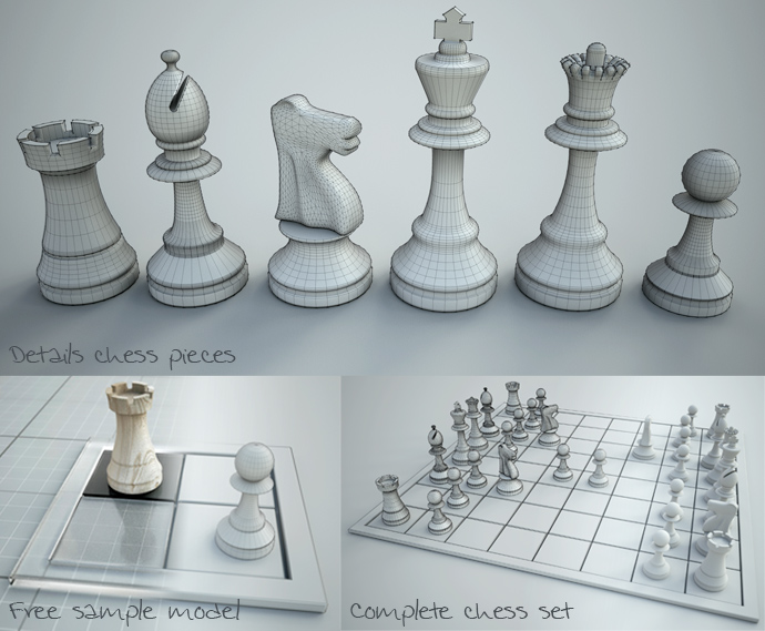 690x569 Chess Set Sketchucation - Chess Pieces Sketch