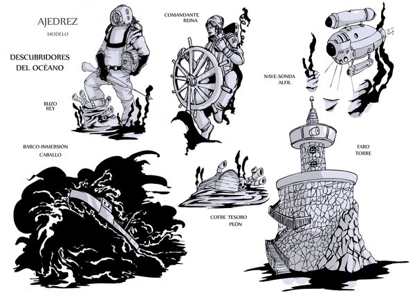600x424 Sea Chess Pieces Sketch By Hector Dsaster - Chess Pieces Sketch