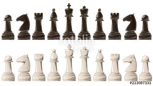 500x282 Set Of Chess Pieces With Elements Graphic Arts Sketch. Stock - Chess Pieces Sketch