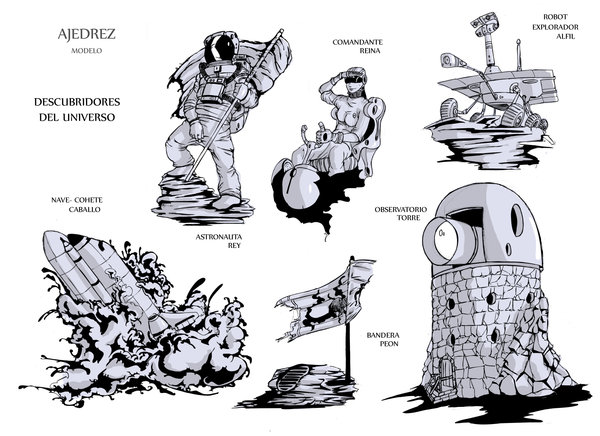 600x436 Space Chess Pieces Sketch By Hector Dsaster - Chess Sketch