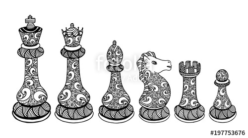 500x279 Vector Set Of Sketch Chess Figures - Chess Sketch