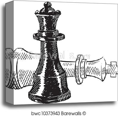 396x390 Canvas Print Of Chess Pieces Sketch Barewalls Posters Amp Prints - Chess Sketch
