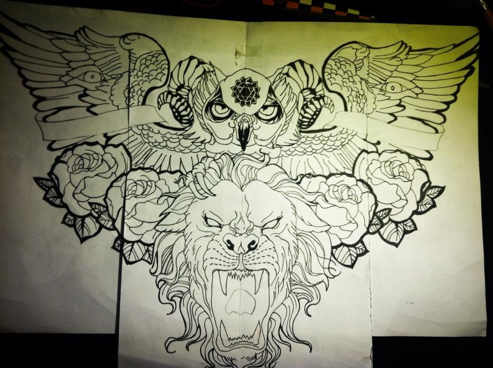 960x717 Remade Design For Chest Tattoo ) By Jonathanmartel08 Outlines - Chest Tattoo Sketch