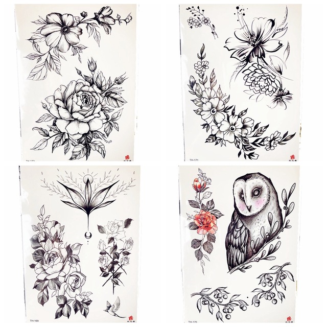 640x640 Buy Pencil Sketch Black Flower Temporary Tattoo - Chest Tattoo Sketch