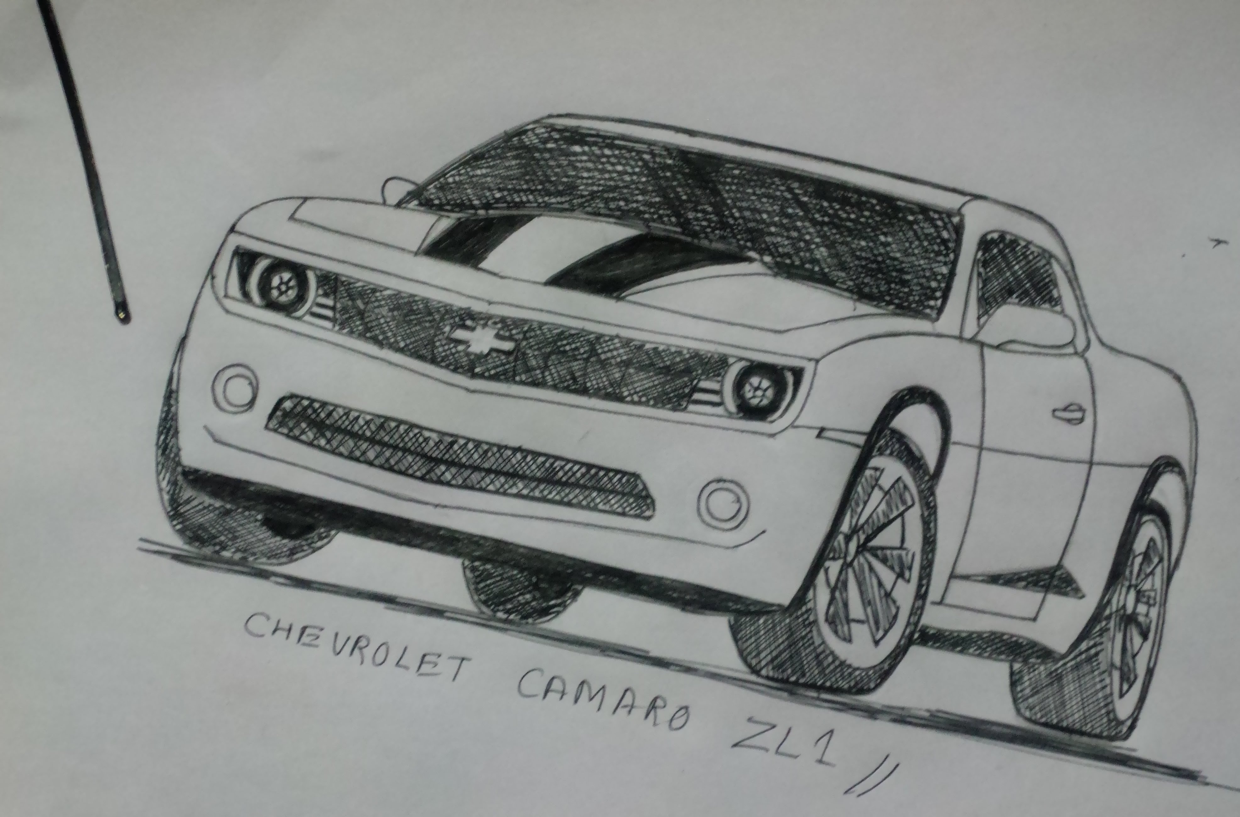 3944x2600 Chevrolet Camaro Zl1 Pen Sketch - Chevrolet Camaro Sketch