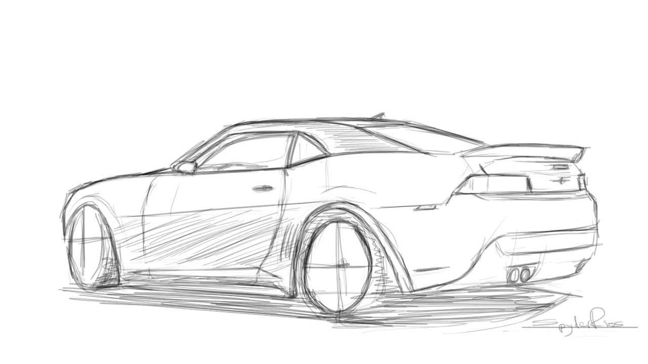 1280x720 Drawing A 2014 Camaro Z28 - Chevy Camaro Sketch