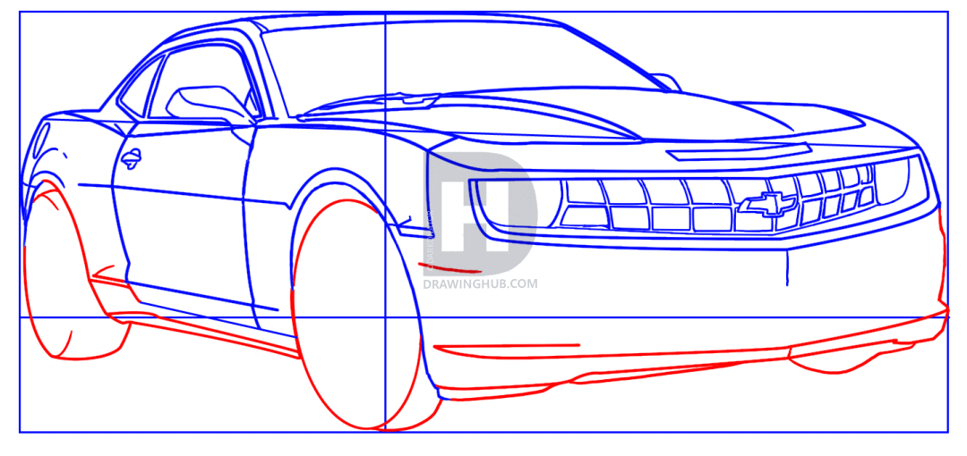 1080x510 How To Draw A Camaro, Step By Step, Drawing Guide, By Darkonator - Chevy Camaro Sketch