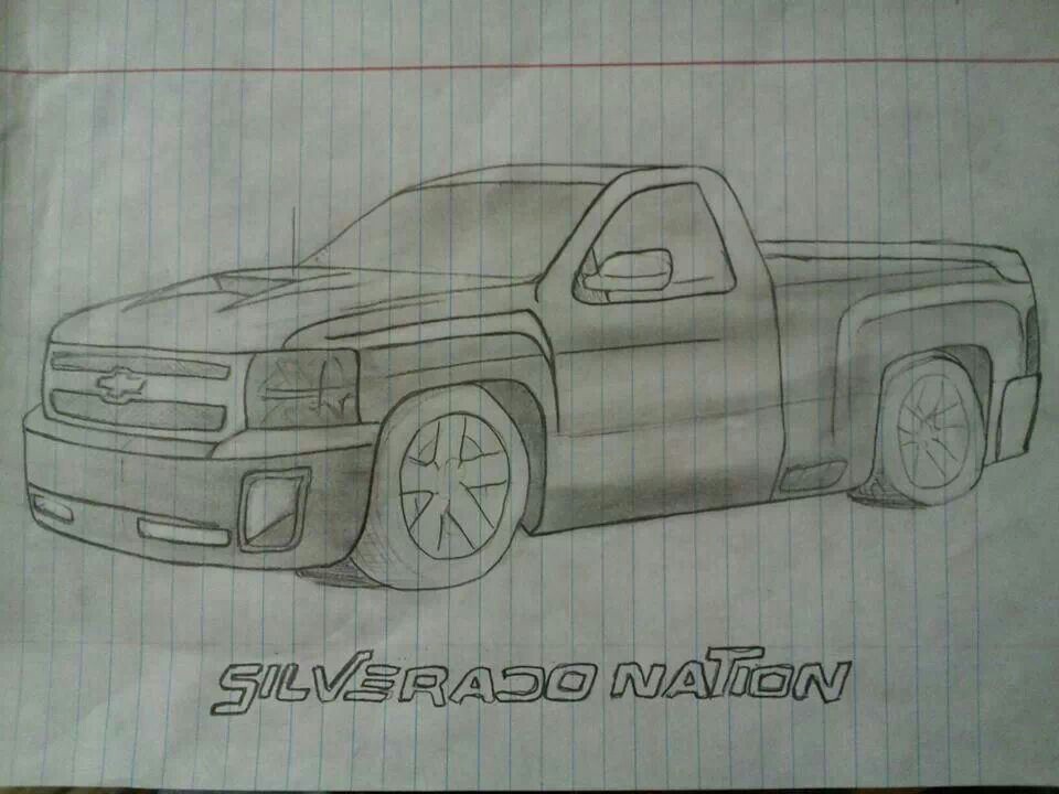 960x720 Drawn Truck Chevy Silverado Truck - Chevy Silverado Sketch