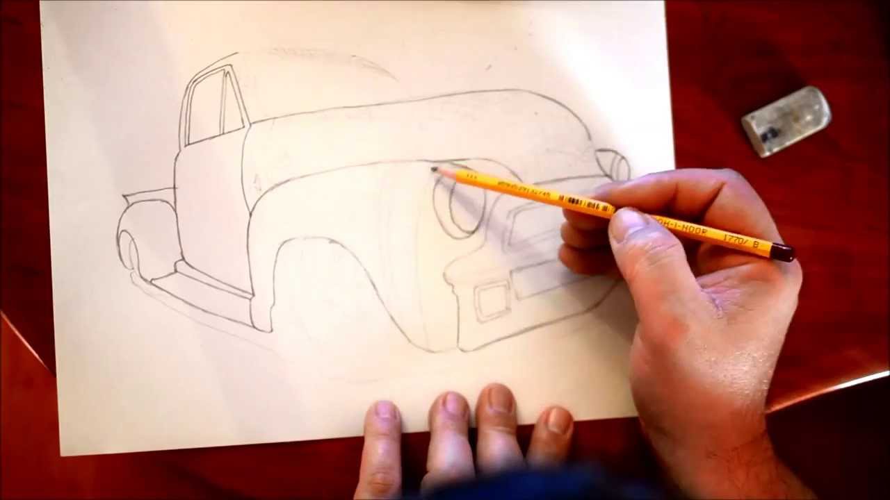 1280x720 1955 Chevy Pickup Sketch Drawing - Chevy Sketch