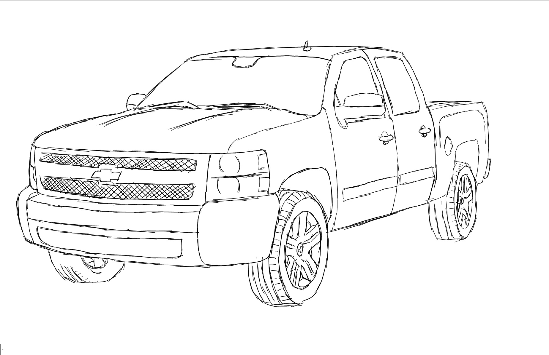 Chevy Truck Drawing Drawn Truck Chevy Silverado Truck - Chevy Truck...