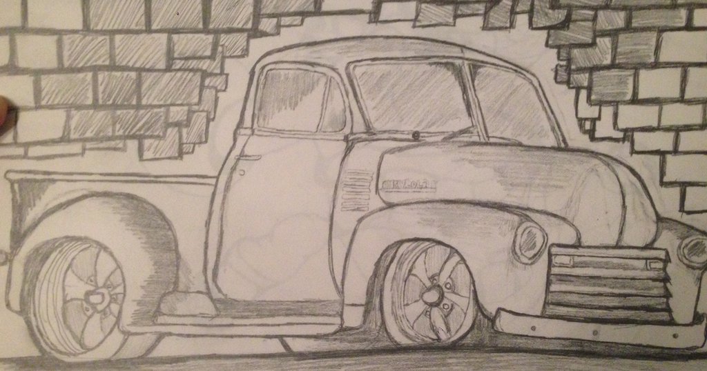 1024x538 Pencil Sketch Old Chevy Truck By Dreamkillr - Chevy Truck Sketch