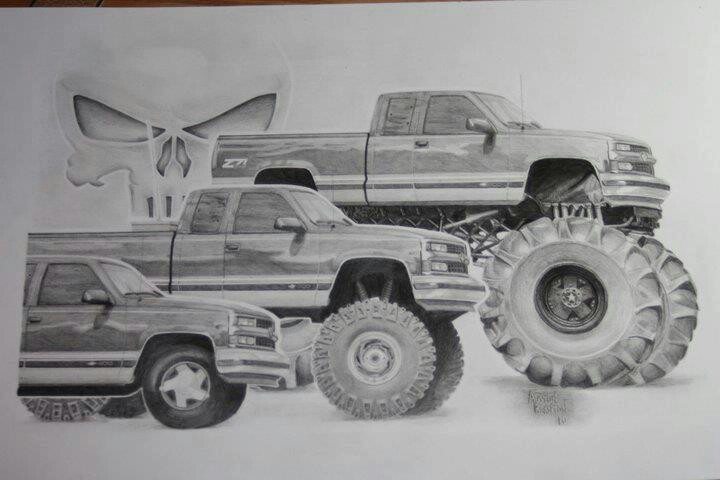 Collection Of Lifted Truck Drawing High Quality, Free - Chevy Truck Sketch....