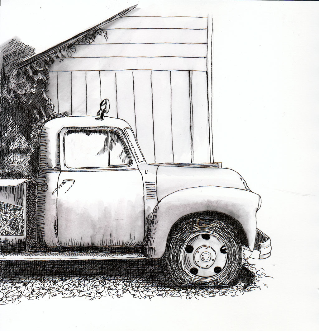1024x1064 Abandoned Truck Sketch - Chevy Truck Sketch