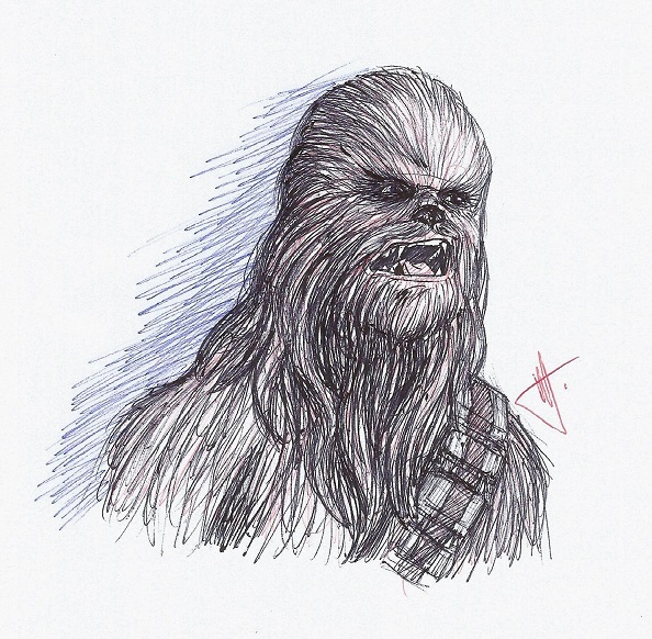 594x582 Chewbacca Sketch By Rodwolf - Chewbacca Sketch