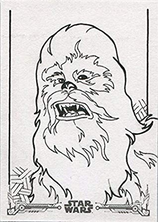 318x445 Star Wars Black Amp White Sketch Card By Jeff Abar Of Chewbacca - Chewbacca Sketch