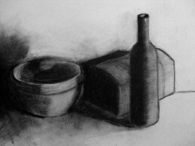 800x600 Bold Still Life Charcoal Drawings Experiment With Chiaroscuro - Chiaroscuro Sketch