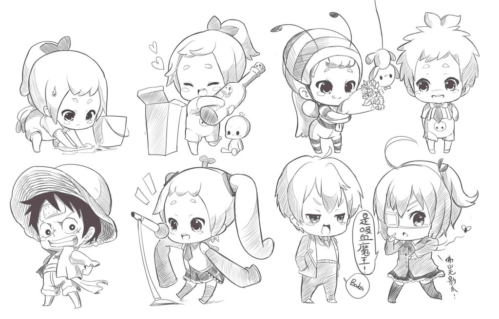 Chibi Anime Sketch At PaintingValley.com | Explore Collection Of Chibi ...