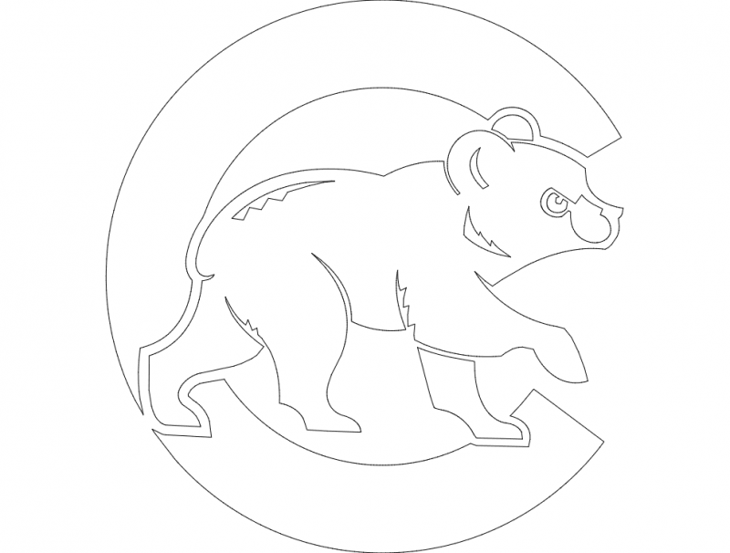 800x606 Chicago Cubs Dxf File Free Download - Chicago Cubs Sketch