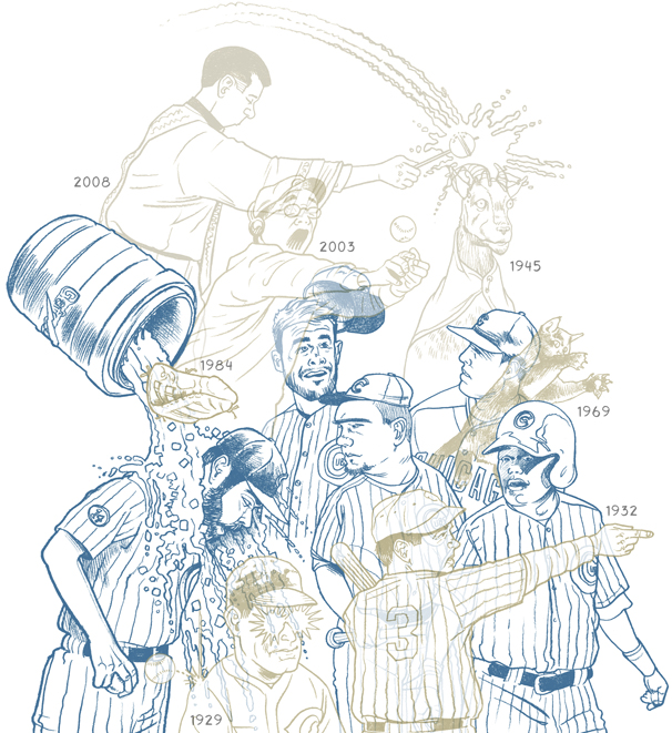606x661 Cubs Postseason Ghosts An Illustrated Guide To Goats, Gatorade - Chicago Cubs Sketch