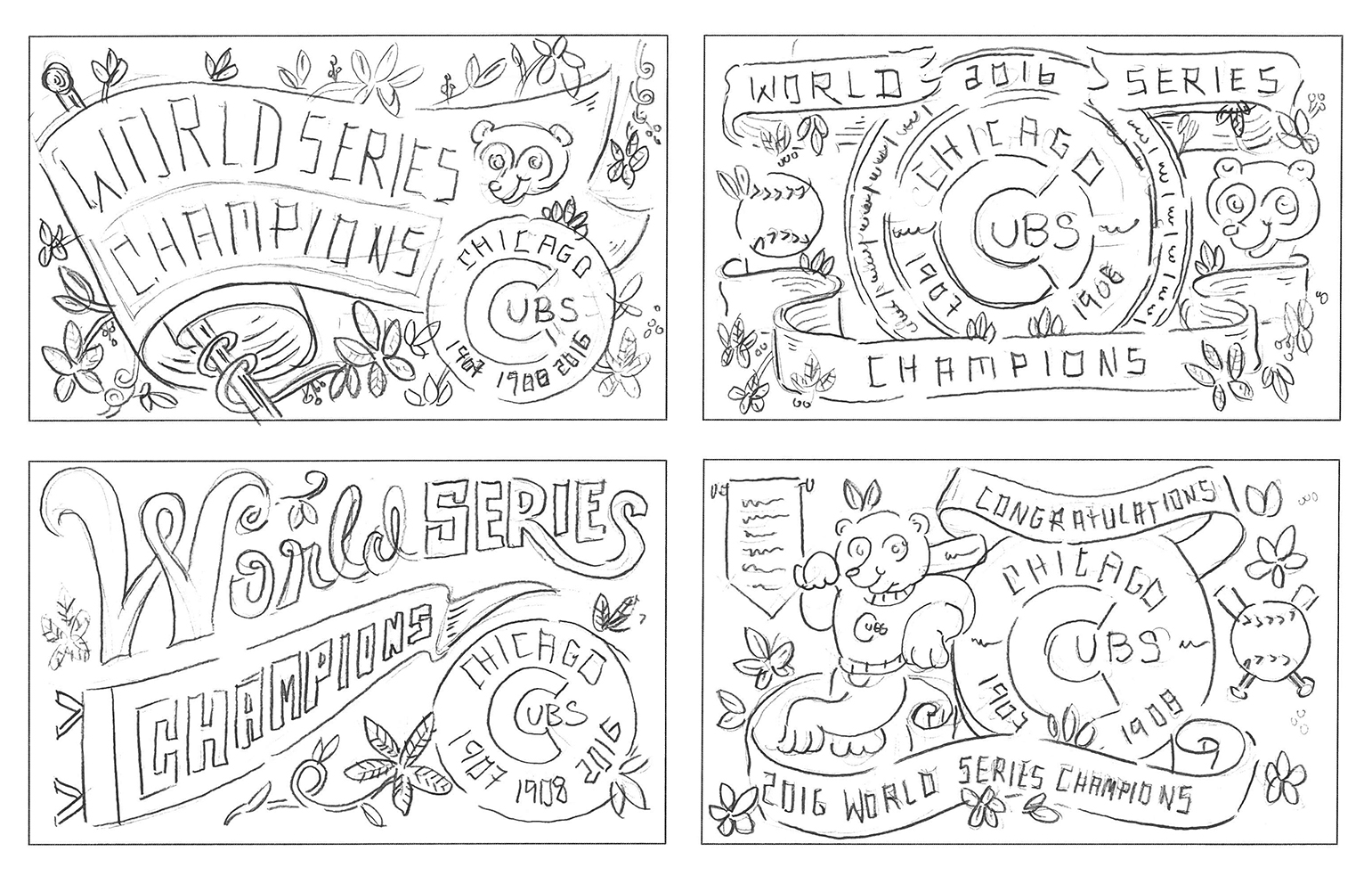 1541x983 Dribbble - Chicago Cubs Sketch