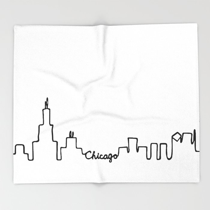 700x700 Chicago Skyline Abstract Sketch Throw Blanket By Stopthepresses - Chicago Sketch
