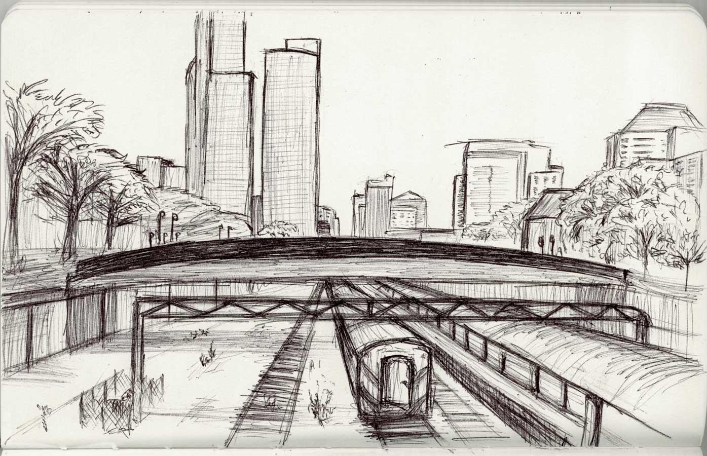 1395x900 View From Jackson Drive, Chicago - Chicago Sketch