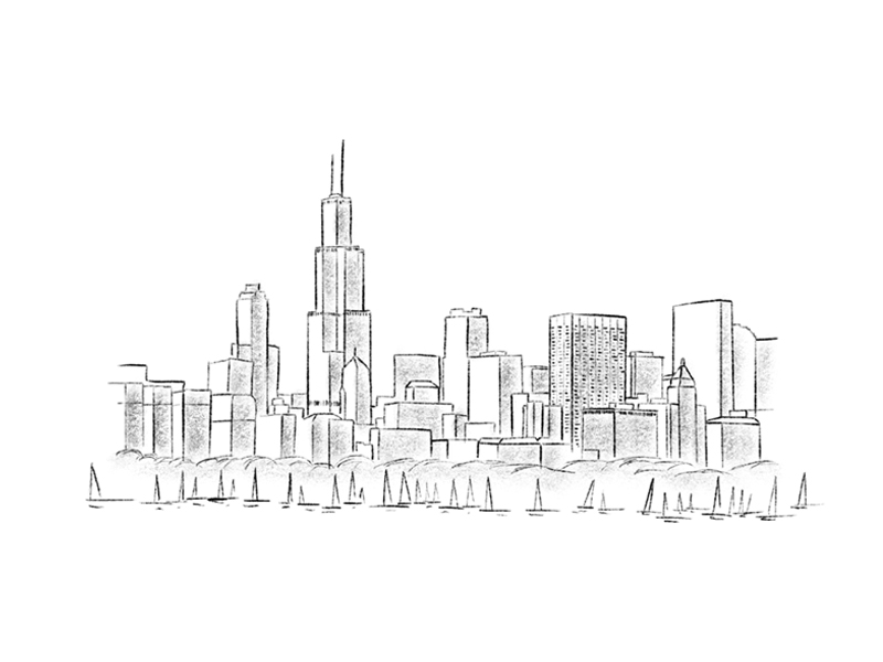 800x600 Chicago Summer By Katelyn Reynolds - Chicago Skyline Sketch