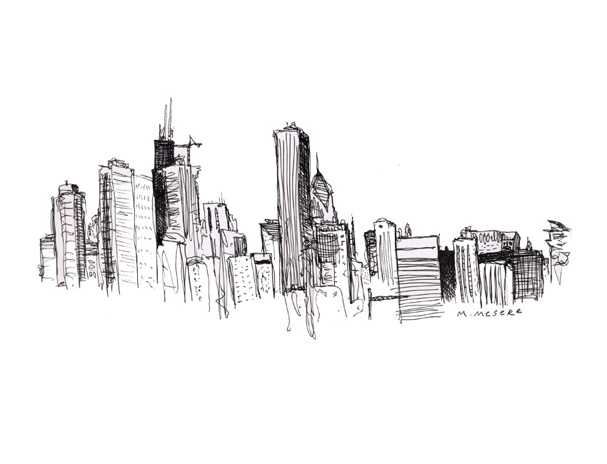 850x650 Sketch Of The Chi Skyline Making Chicago Home - Chicago Skyline Sketch