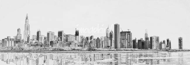 650x223 Stunning Chicago Skyline Pencil Drawings And Illustrations For - Chicago Skyline Sketch