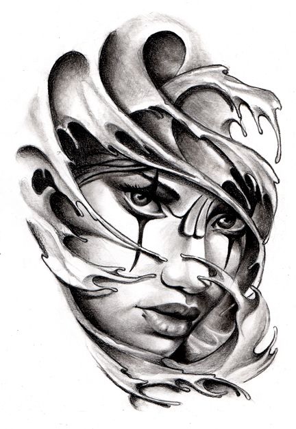 432x625 Commissioned Tattoo Sketch Chicano Style By Andreadiamondtattoo - Chicano Sketches