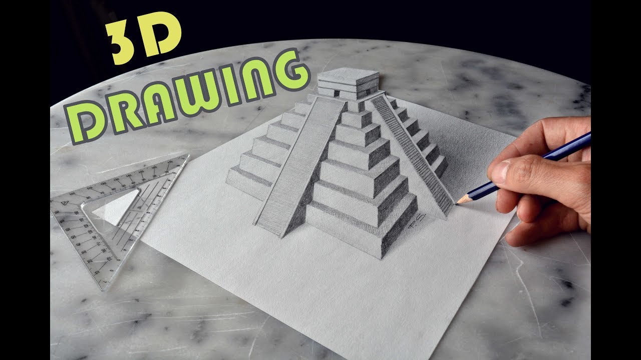1280x720 Drawing Chichen Itza Mexico 3d Trick Art - Chichen Itza Sketch