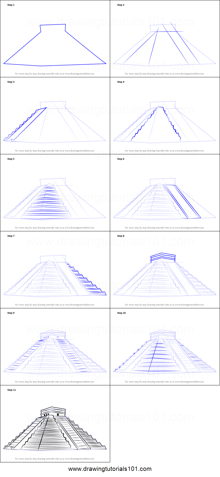 751x1629 How To Draw El Castillo Chichen Itza Printable Step By Step - Chichen Itza Sketch