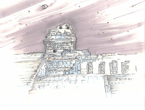 570x433 Mayan Observatory Chichen Itza Mexico Etsy - Chichen Itza Sketch