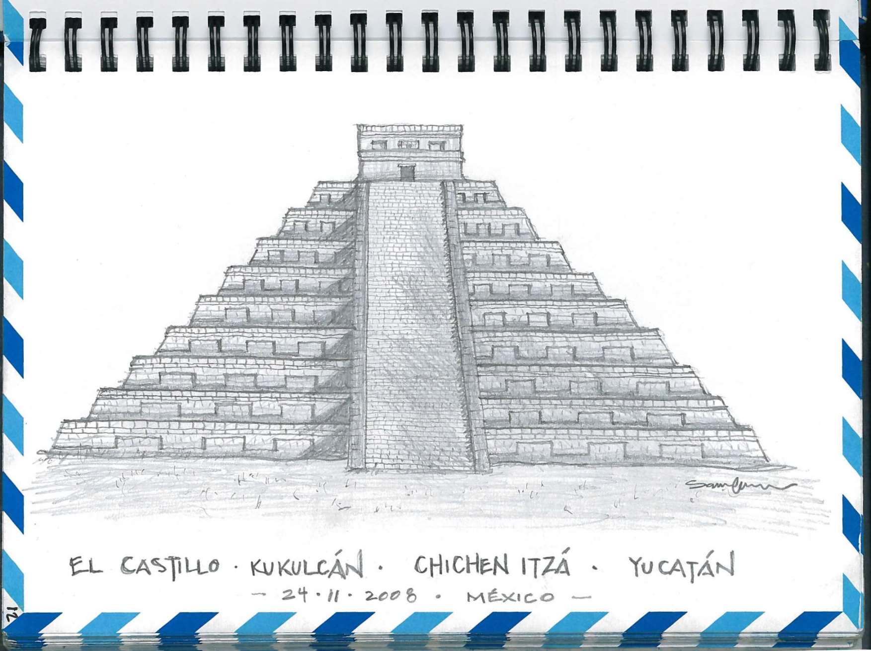 1753x1310 Colombia + Venezuela Wanderluster - Chichen Itza Sketch