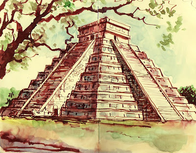 400x314 Sketch Of The Day Chichen Itza - Chichen Itza Sketch