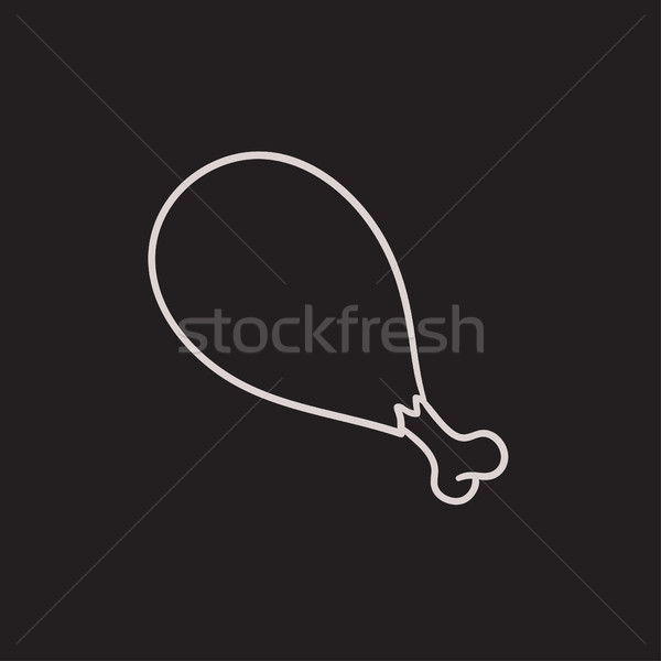 600x600 Chicken Leg Sketch Icon. Vector Illustration Andrei Krauchuk - Chicken Leg Sketch