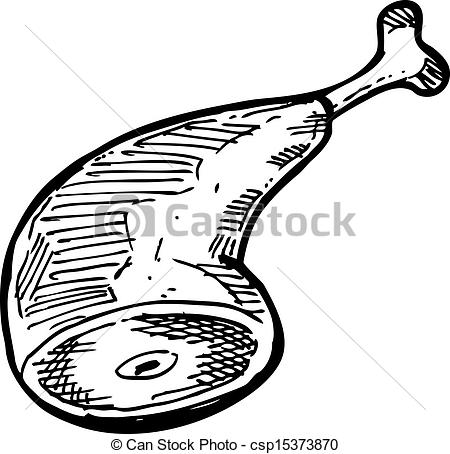 450x454 Hand Drawn Chicken Leg. - Chicken Leg Sketch