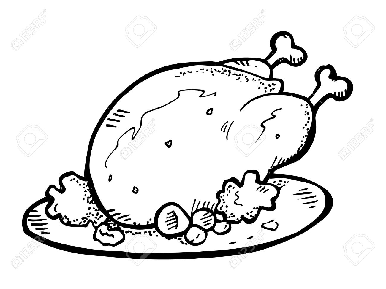 1300x974 Roast Clipart Chicken Leg 3859196 - Chicken Leg Sketch