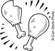 192x179 Roast Clipart Chicken Leg - Chicken Leg Sketch