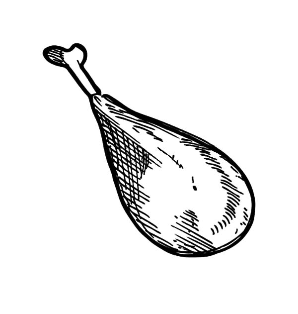 600x631 Chicken Leg Coloring Pages Related Keywords And Tags - Chicken Leg Sketch