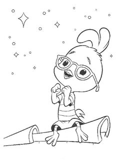 236x333 Father Care With Chicken Little Coloring - Chicken Little Sketch